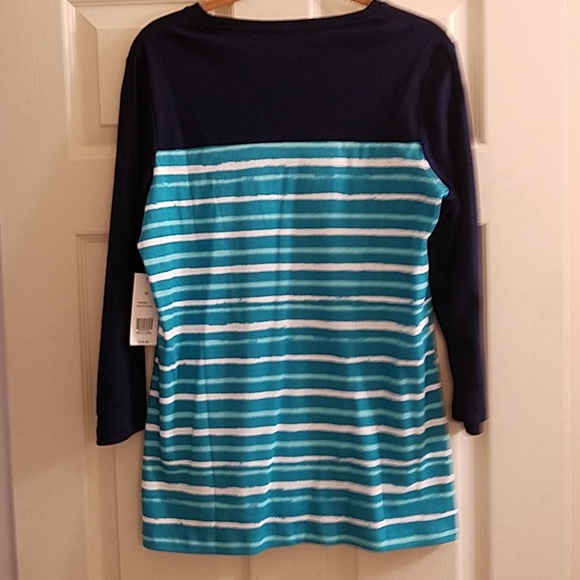 Kim Rogers Navy & Turquoise Top - Picture 4 of 6